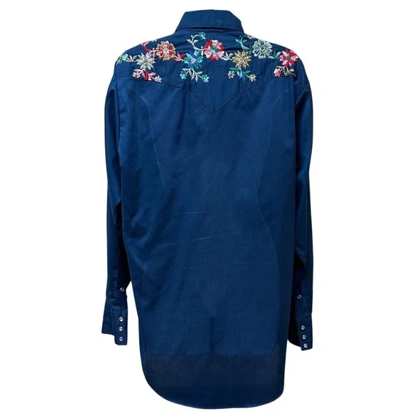 Vintage TruWest Rockmount Ranch Wear Embroidered Snap Women's Shirt Fit L/XL - Picture 2 of 11